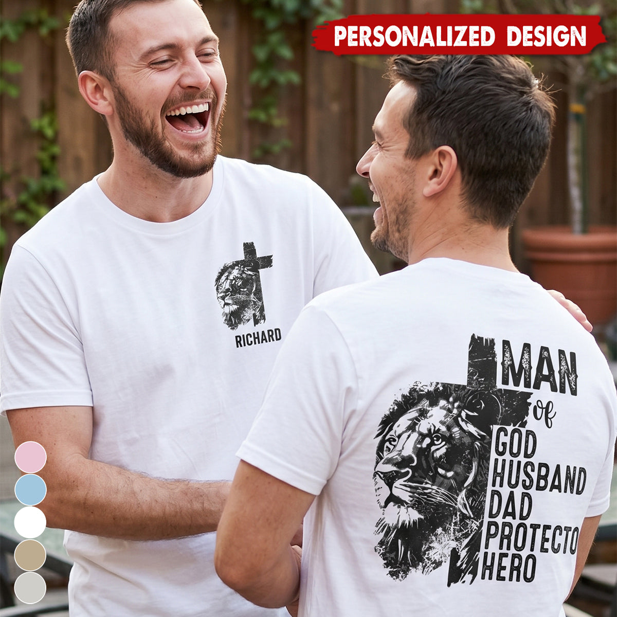 Christian Lion Cross Man Of God Personalized Shirt - Gift For Husband, Dad, Protector Hero