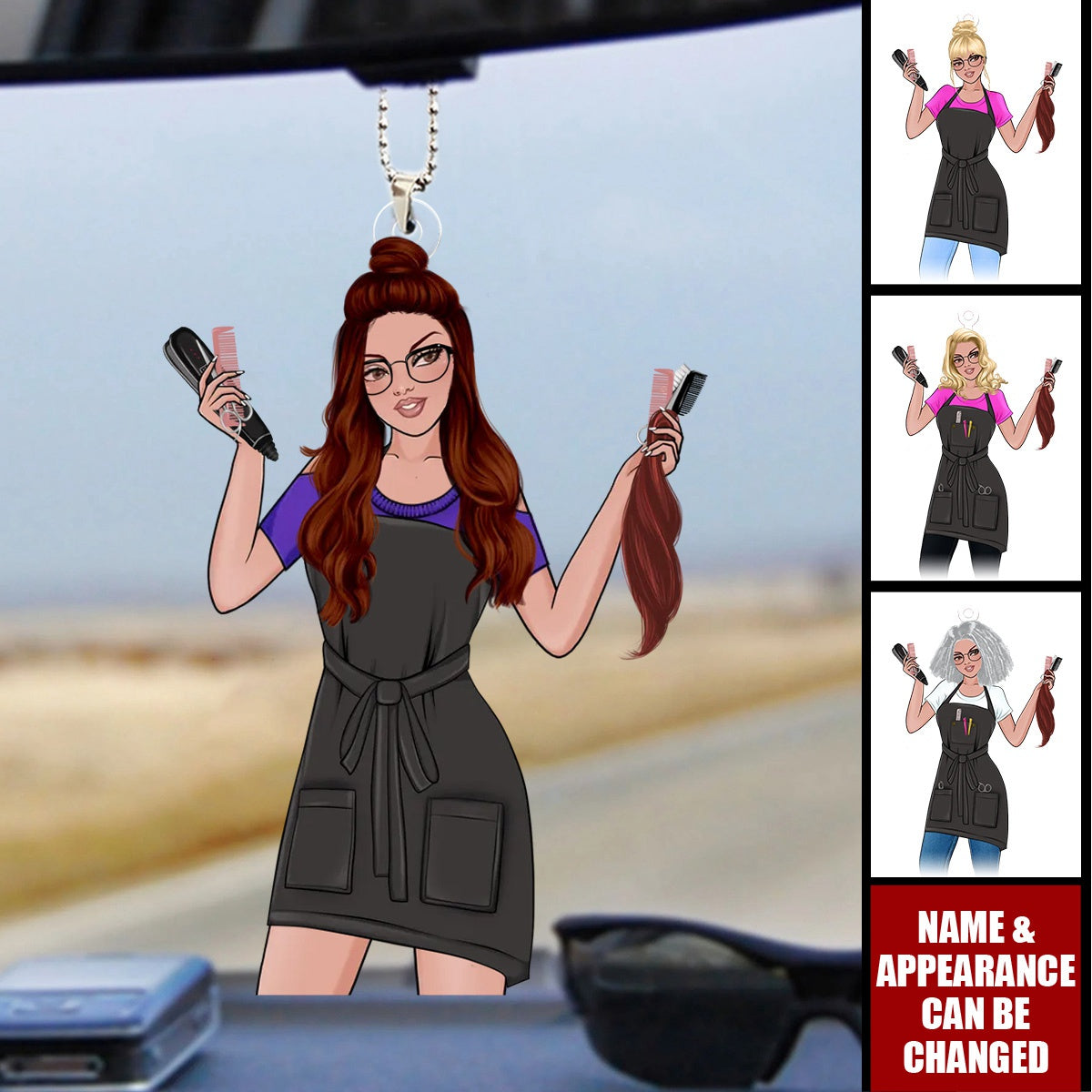 Rockin' The Hairstylist - Personalized Acrylic Car Ornament - Gift For Hairstylist