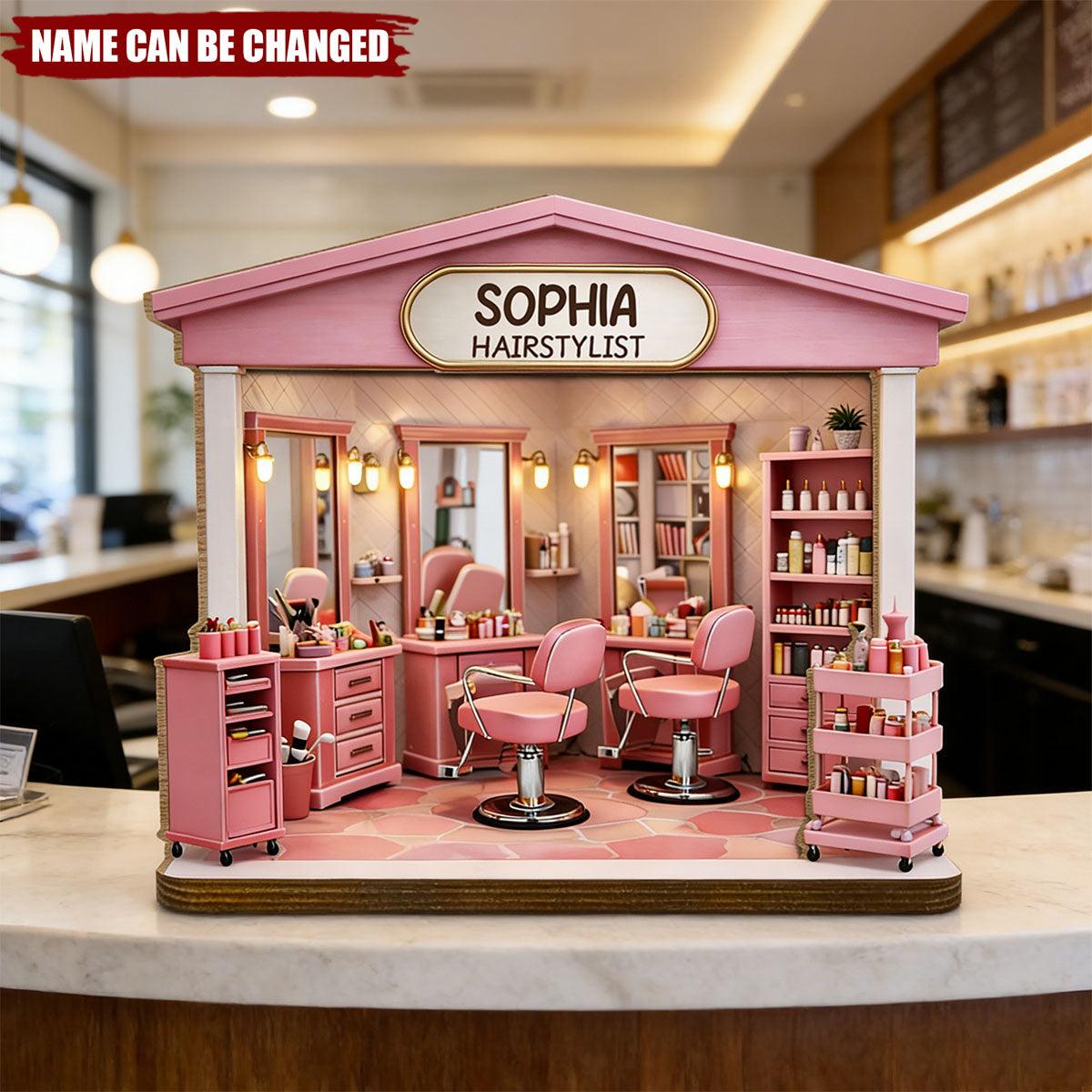 A Local Salon Dream With Styling Chairs, Personalized Wood Plaque