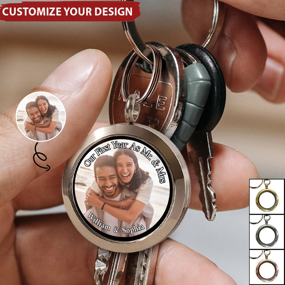 Custom Photo Our First Year - Personalized Keepsake Keychain