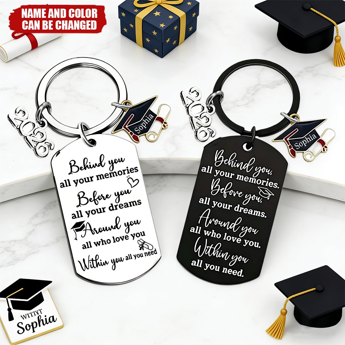 We Are So Proud of You - Personalized Family Graduation Keychain