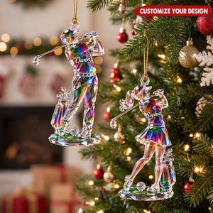Personalized Golf Acrylic Ornament - Custom Name Golfer Christmas Ornament