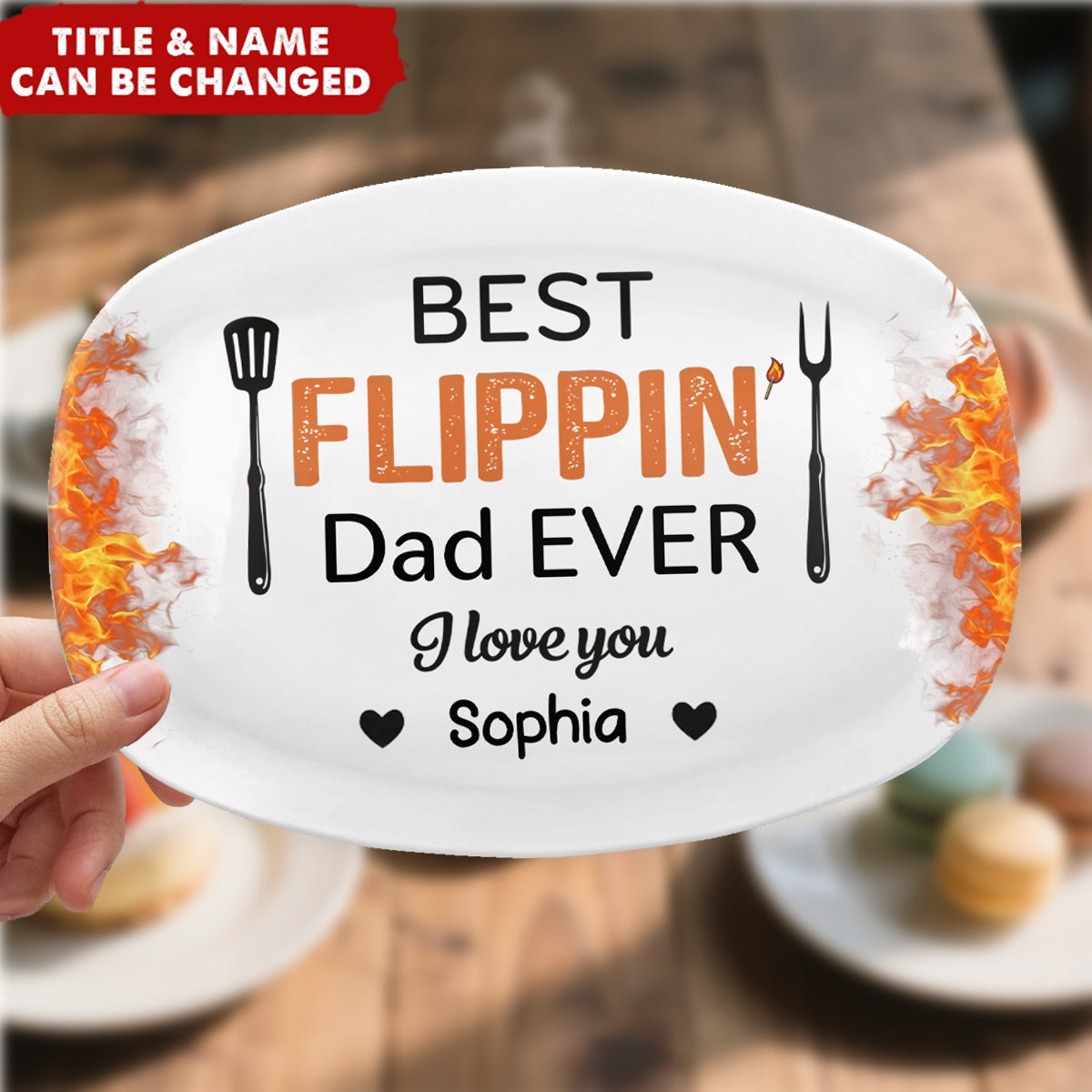 Best Flippin’ Dad Ever - Family Personalized Custom Platter - Father's Day, Gift For Dad, Grandpa