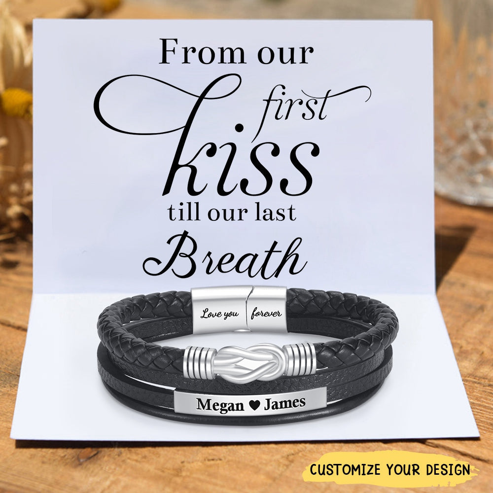 Personalized Couple Forever And Always Linked Magnetic Clasp Bracelet