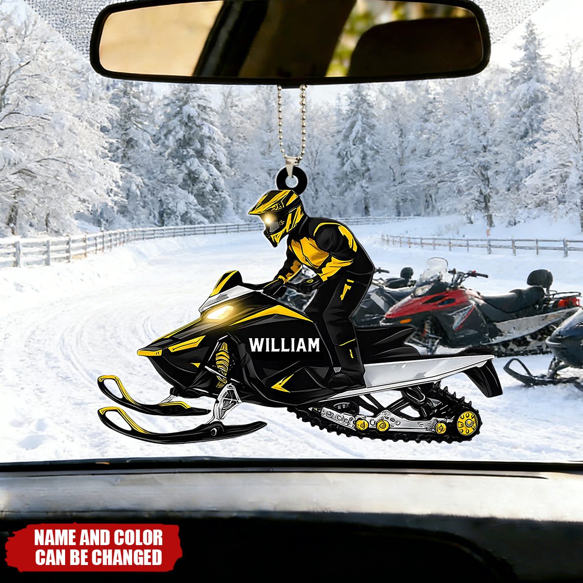Snowmobile Rider - Personalized Car Ornament
