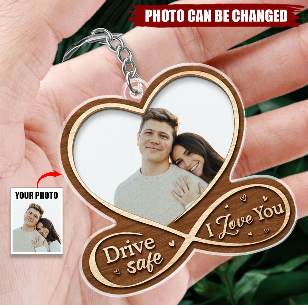 Custom Photo Drive Safe, I Love You - Couple Personalized Custom Shaped Acrylic Keychain - Gift For Husband Wife, Anniversary