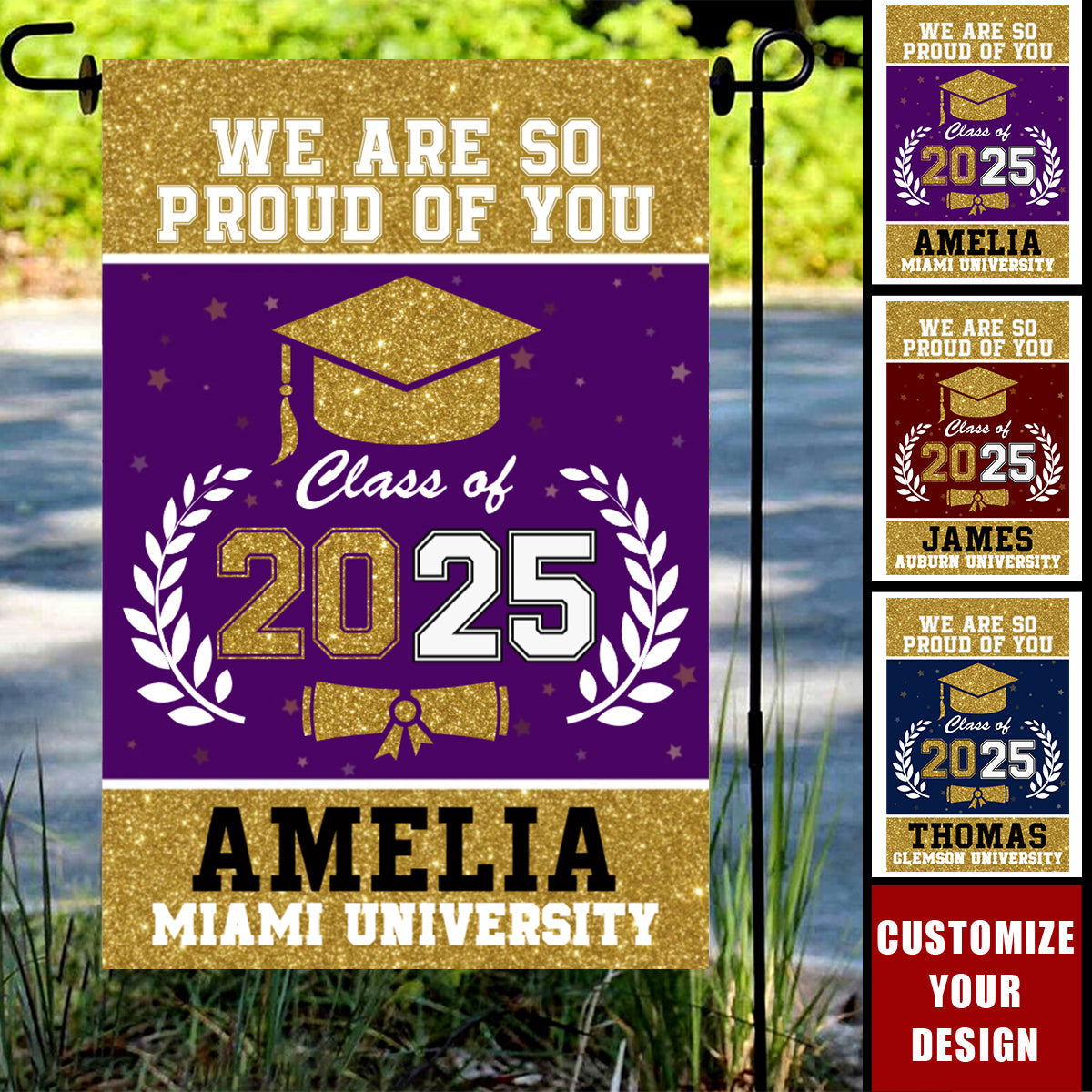 We Are So Proud Of You - Family Personalized Flag - Graduation Gift For Family Members