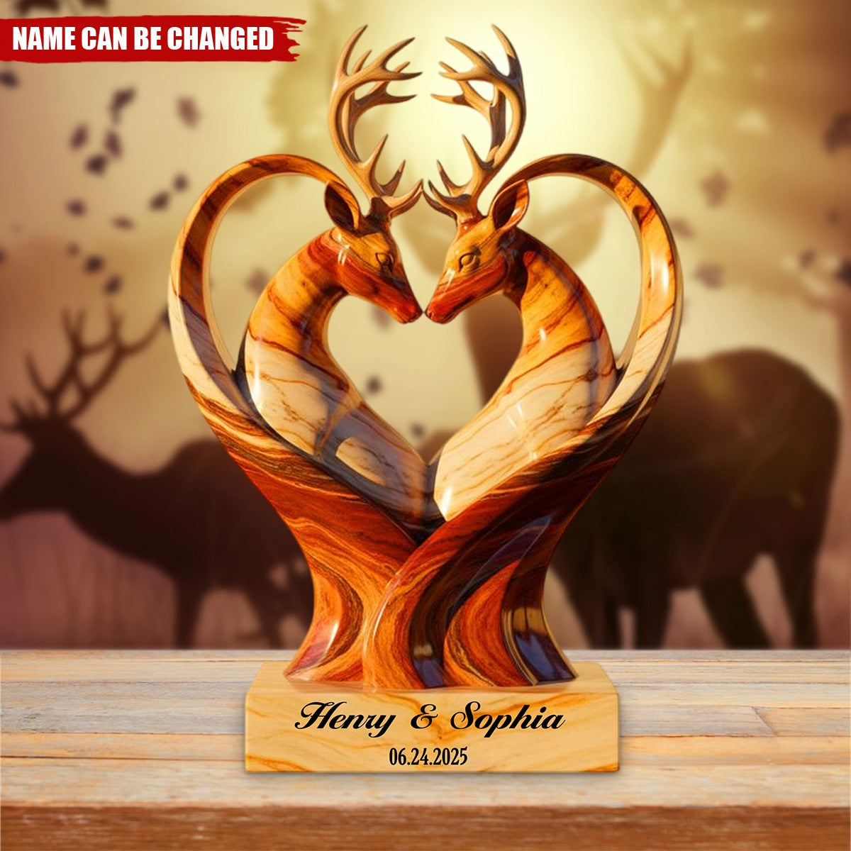Deer Couple Acrylic Plaque - Personalized Anniversary Gifts For Couple