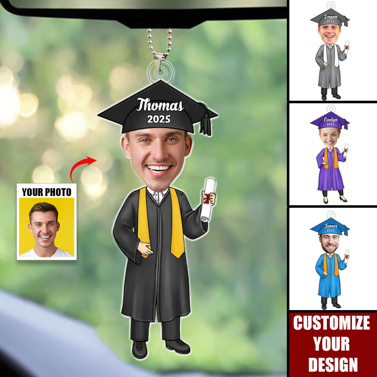 Custom Photo You Belived You Could So You Did - Personalized Acrylic Car Ornament, Graduation Gift For Family Members