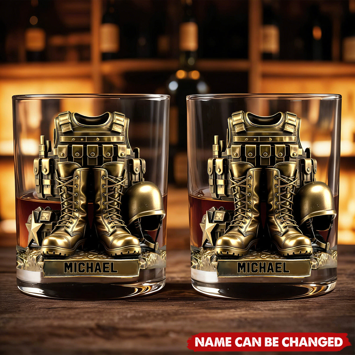 Army Vetera - Personalized Whiskey Glass
