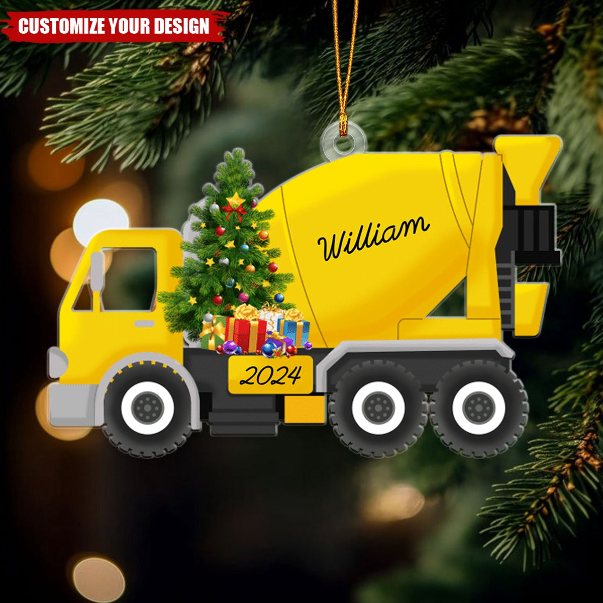 Toy Truck - Personalized Acrylic Ornament, Christmas Gifts for Kids