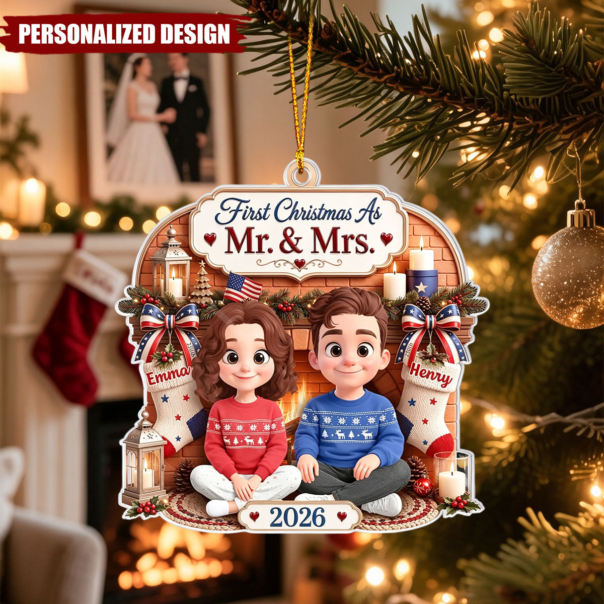 Custom First Christmas Acrylic Ornament - Personalized Anniversary Christmas Wedding Gifts