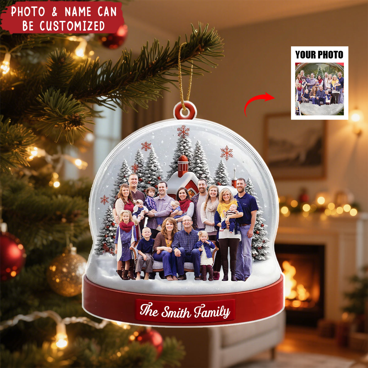 Custom Photo Together Is The Best Place To Be - Personalized Acrylic Ornament, Christmas Birthday Gifts