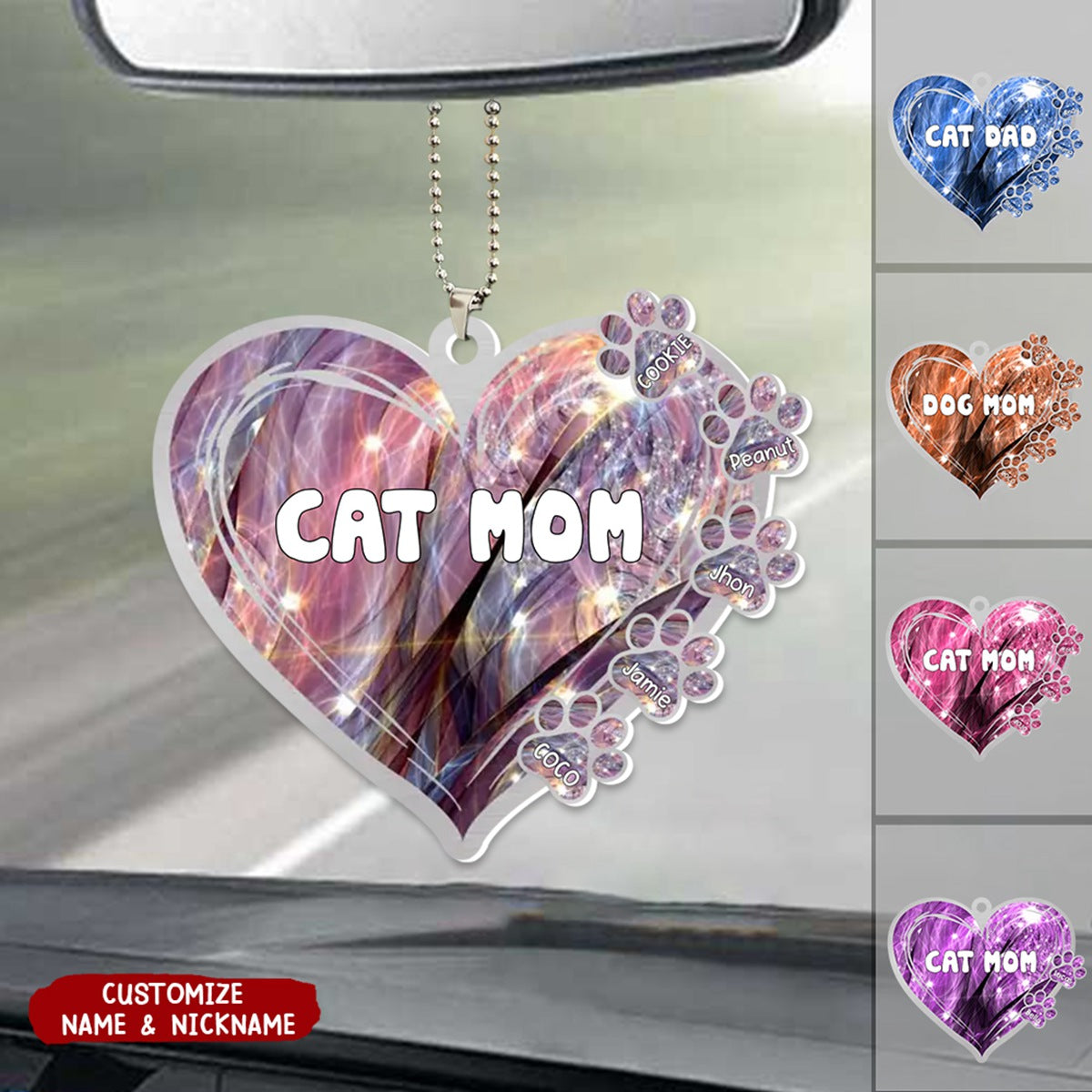 Lovely Heart Pet Mom Dad Personalized One-Side Acrylic Ornament