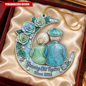 Personalized Growing Old Together Couple Moon Christmas Ornament