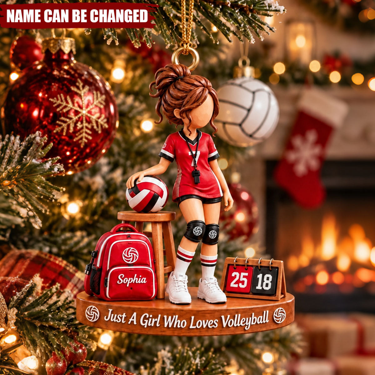 Personalized Volleyball Girl Ornaments - Custom Name Gifts