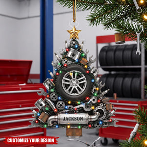 Personalized Mechanic Car Acrylic Christmas Ornament, Custom Holiday Tree Decoration