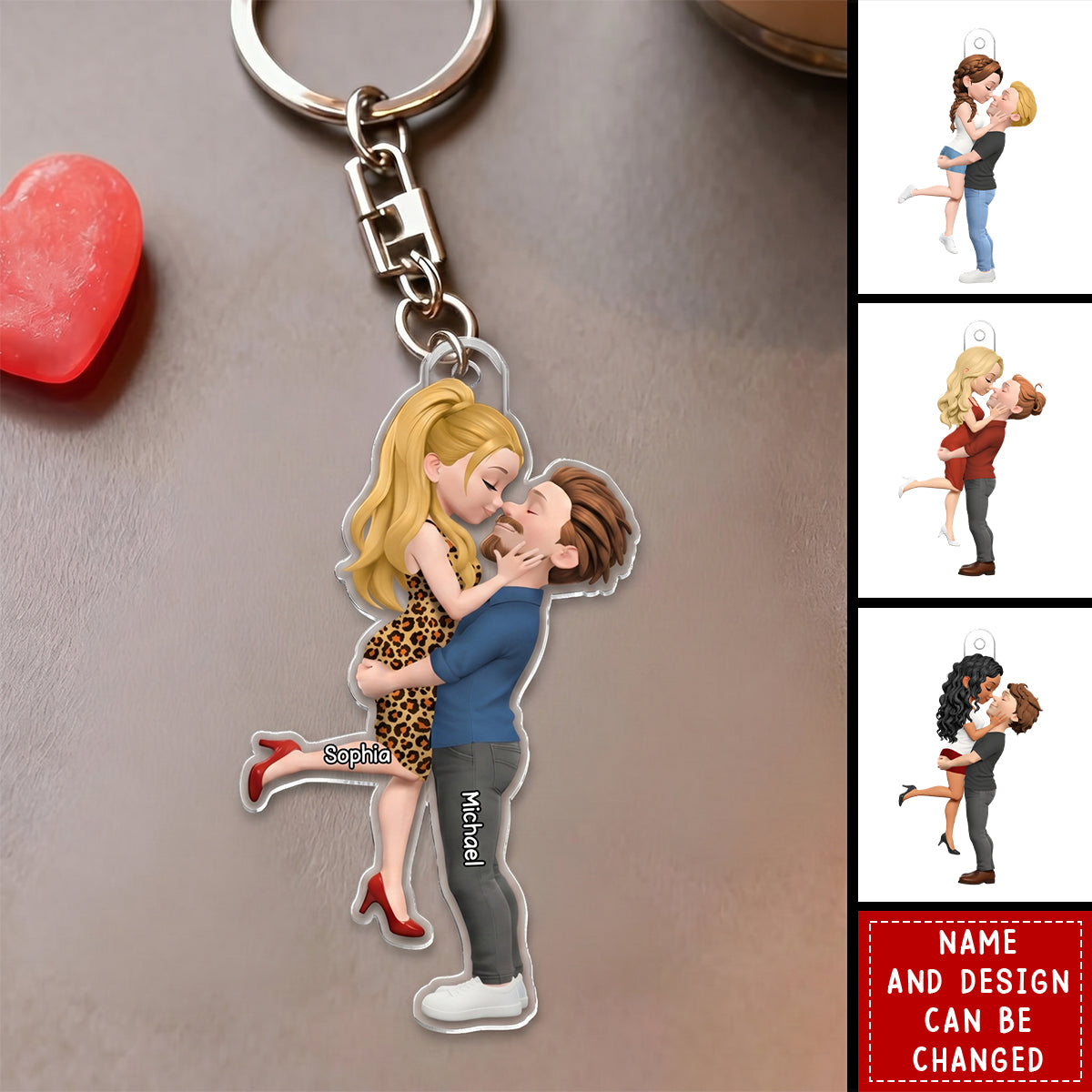 Arms Around Forever - Personalized Acrylic Keychain, Gift For Couple