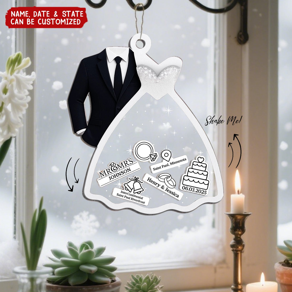 Making Memories Together - Couple Personalized 3 Layers Shaker Ornament, Anniversary Christmas Wedding Gifts