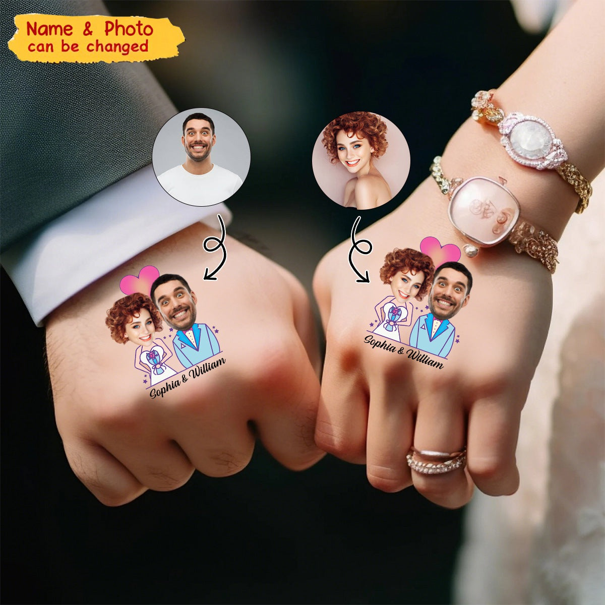 Personalized Wedding Party Tattoo - Custom Wedding Gift Tattoo