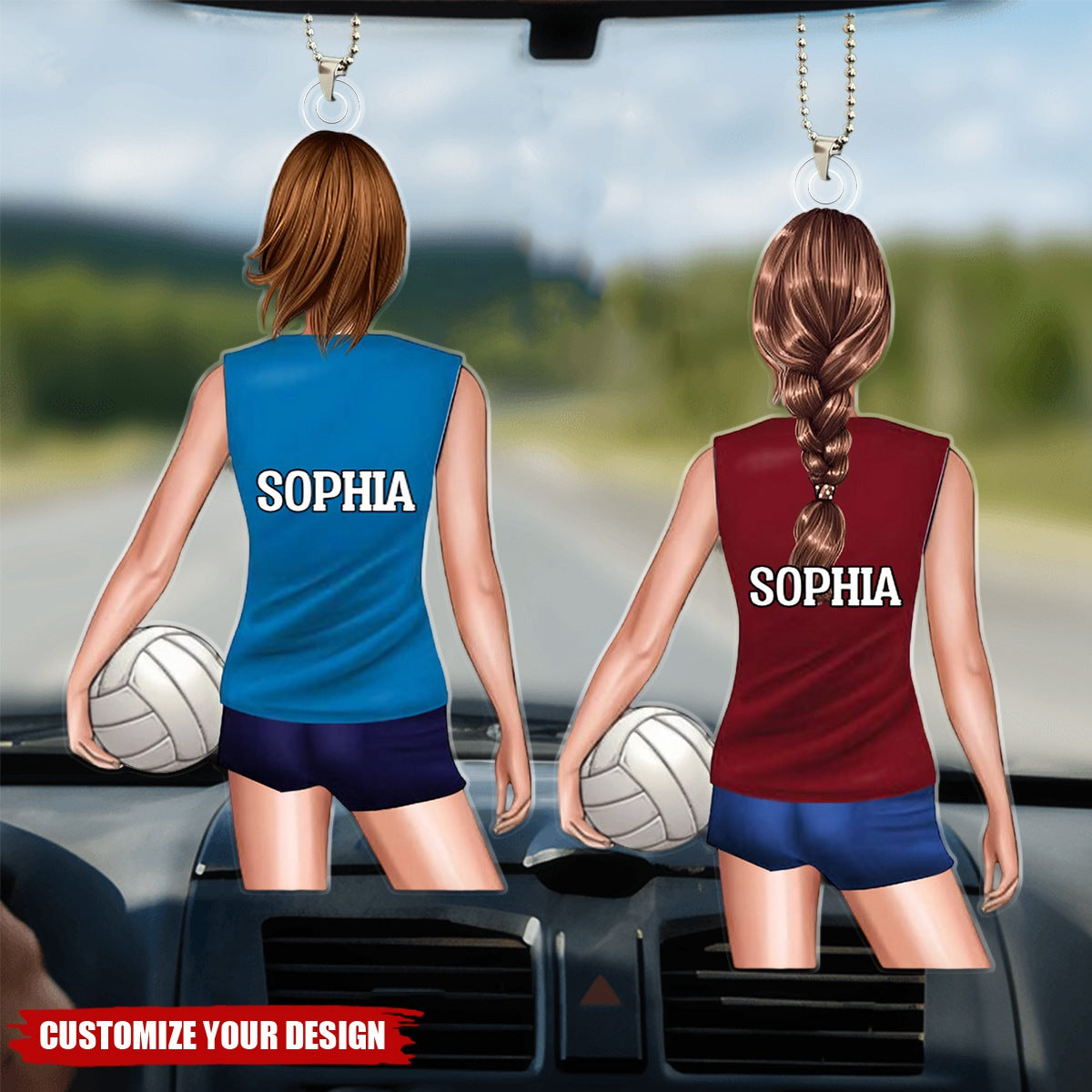 Custom Volleyball Player Car Ornament - Personalized Volleyball Lover Gift
