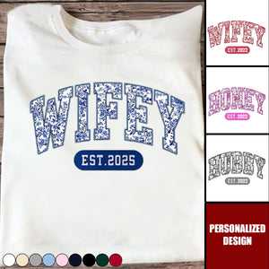 Custom Unisex Sweatshirt With Design On Sleeve - Personalized Anniversary Wedding Gifts For Husband And Wife, Him And Her