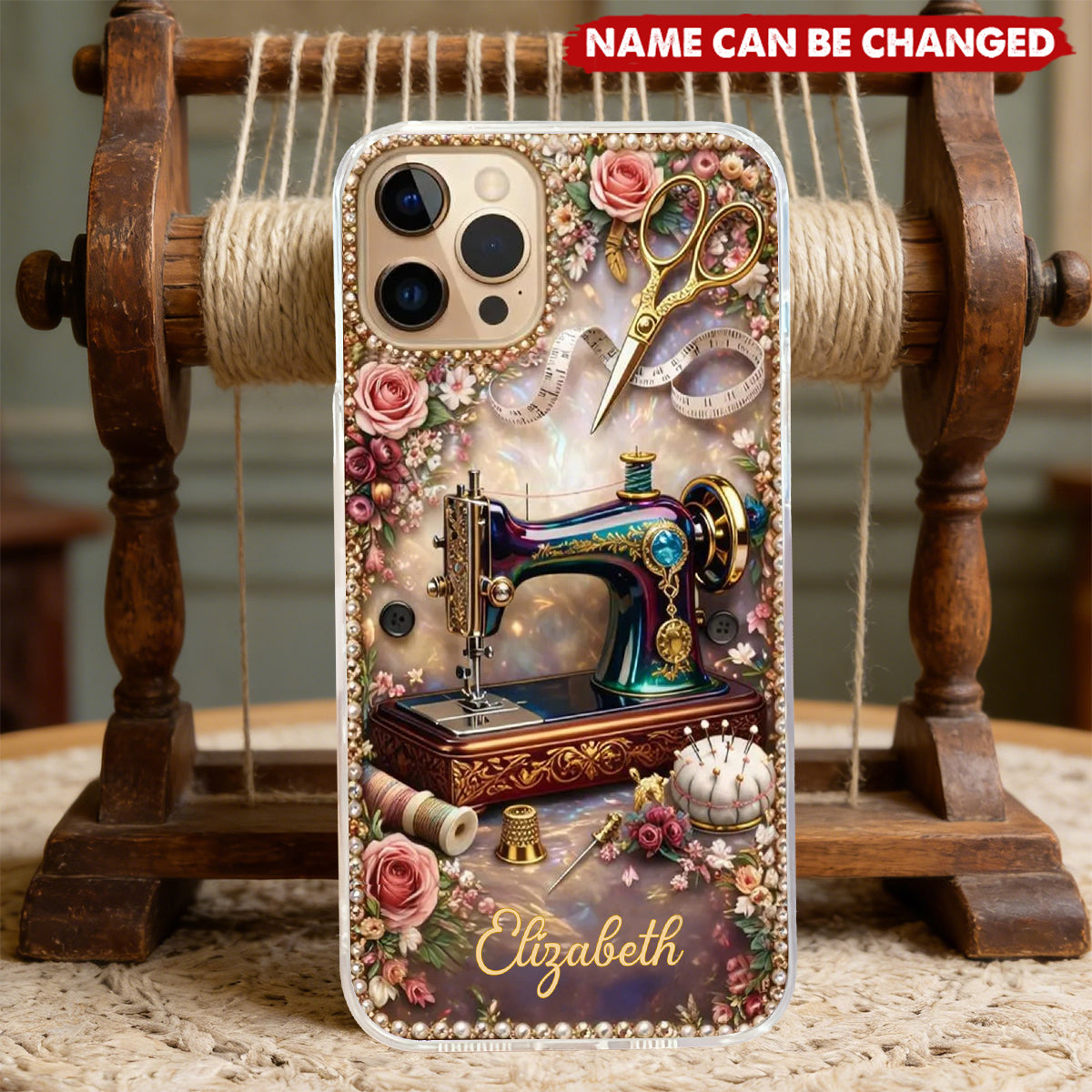 Vintage Sewing Machine Floral - Personalized Full Print Phone Case