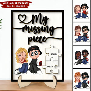 Y2K Couple My Missing Piece Personalized Wooden Plaque, Perfect Gift For Him, For Her