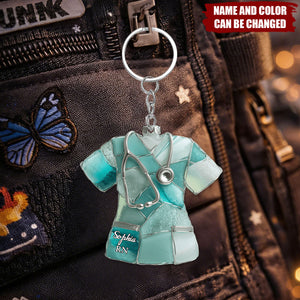 Sea Glass Nurse Scrub - Personalized Acrylic Keychain