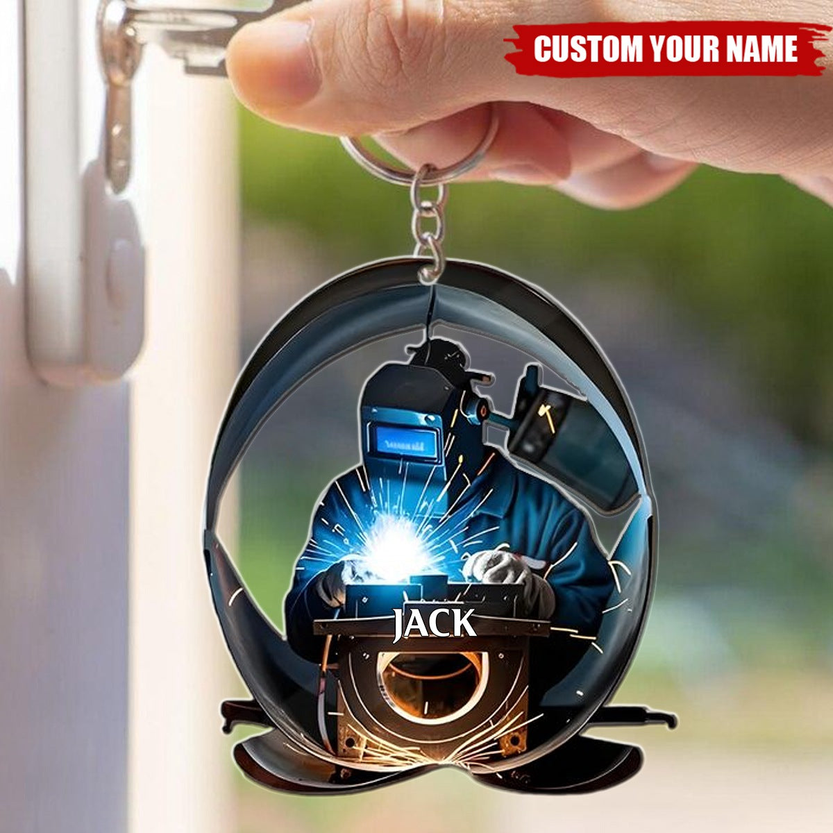 Crafted Sparks Personalized Name Welding Shaped Keychain