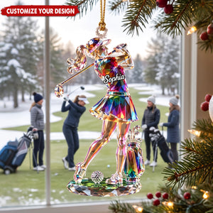 Personalized Golf Acrylic Ornament - Custom Name Golfer Christmas Ornament