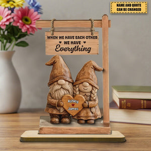Dwarf Couple Standing - Personalized Wooden Plaque - Anniversary, Valentine's Day Gift For Him, Gift For Her