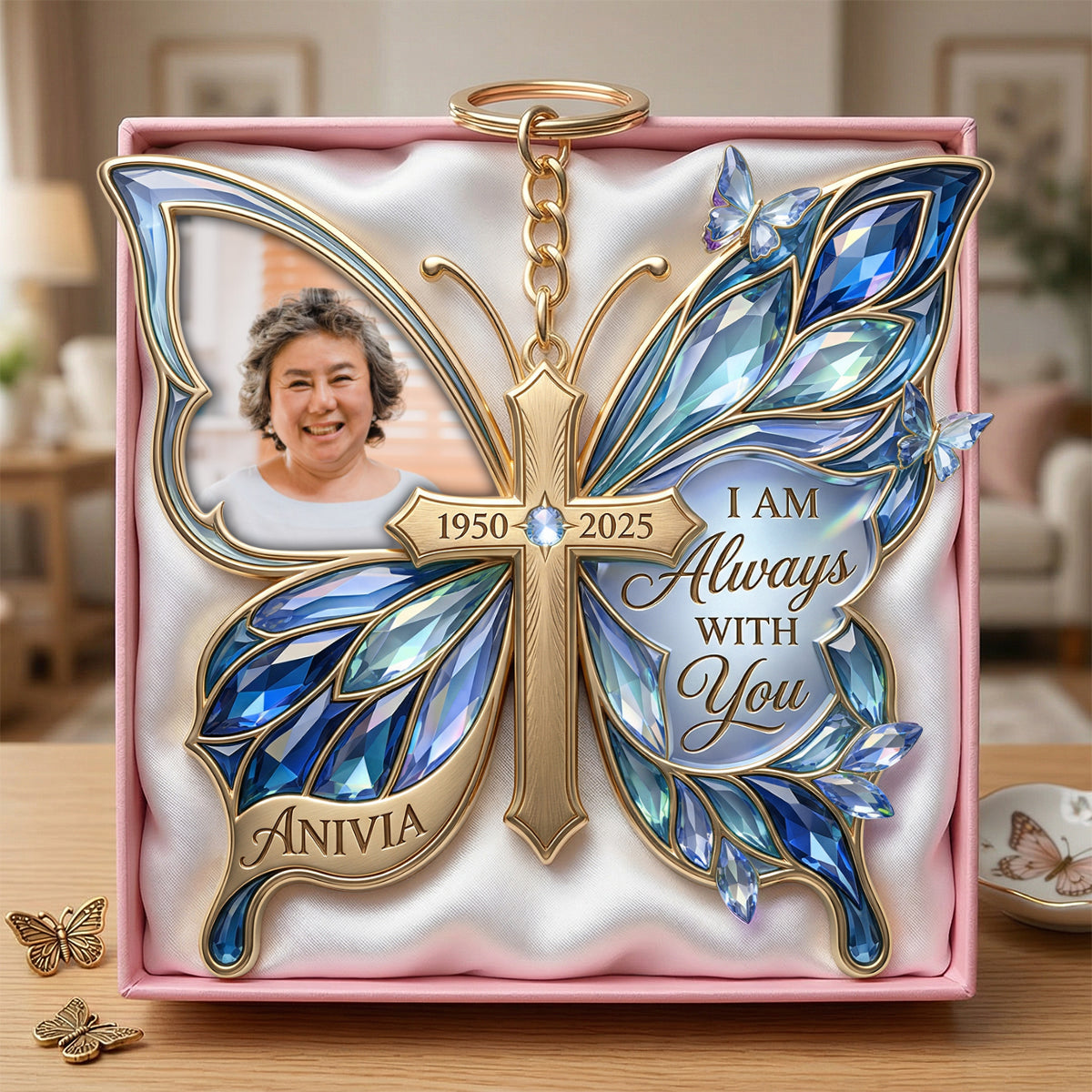 Custom Photo Loving Memory Butterfly Keychain - Personalized Gifts For Loved Ones