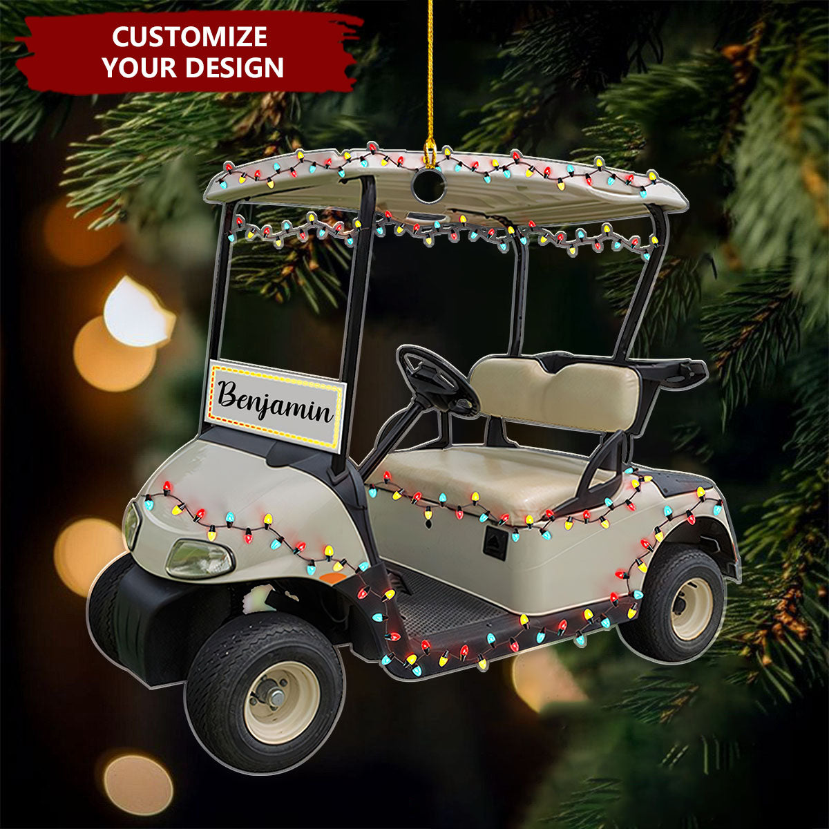 Golf Cart - Personalized Acrylic Christmas Ornament, Gift For Golf Lover