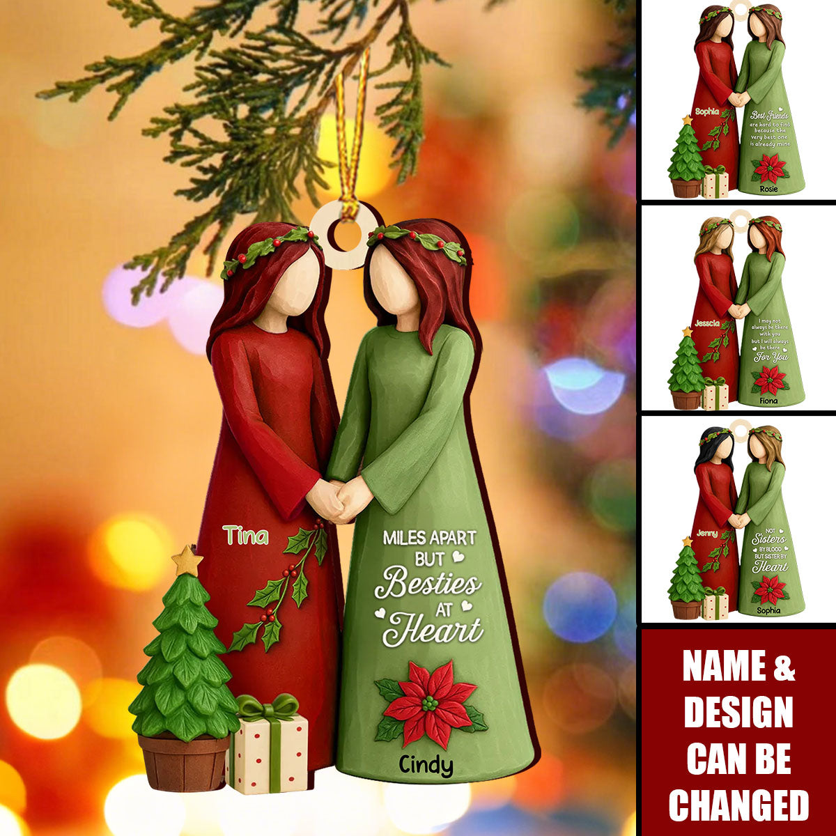 Christmas Best Friends Are Hard To Find 3D Effect Personalized Wooden Ornament