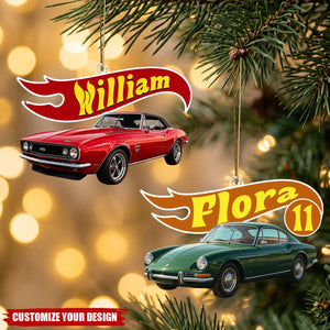 Custom Name & Number Acrylic Wheel Ornament - Personalized Christmas Gift