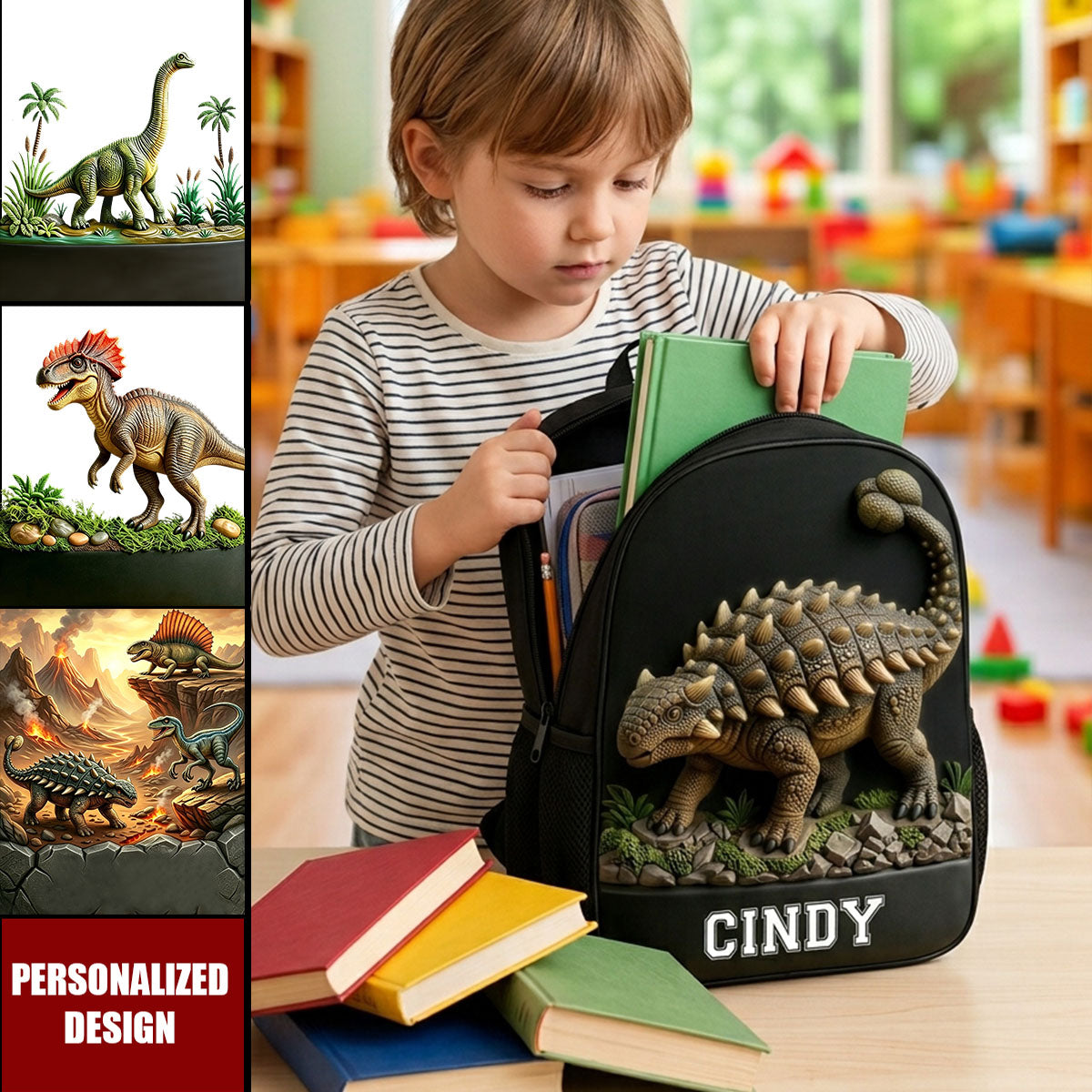 Personalized Kid Dinosaur Backpack