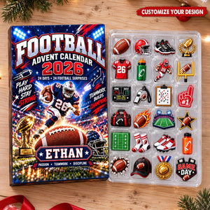 Personalized Soccer Advent Calendar, 24 Soccer Charms, Gift For Soccer Players