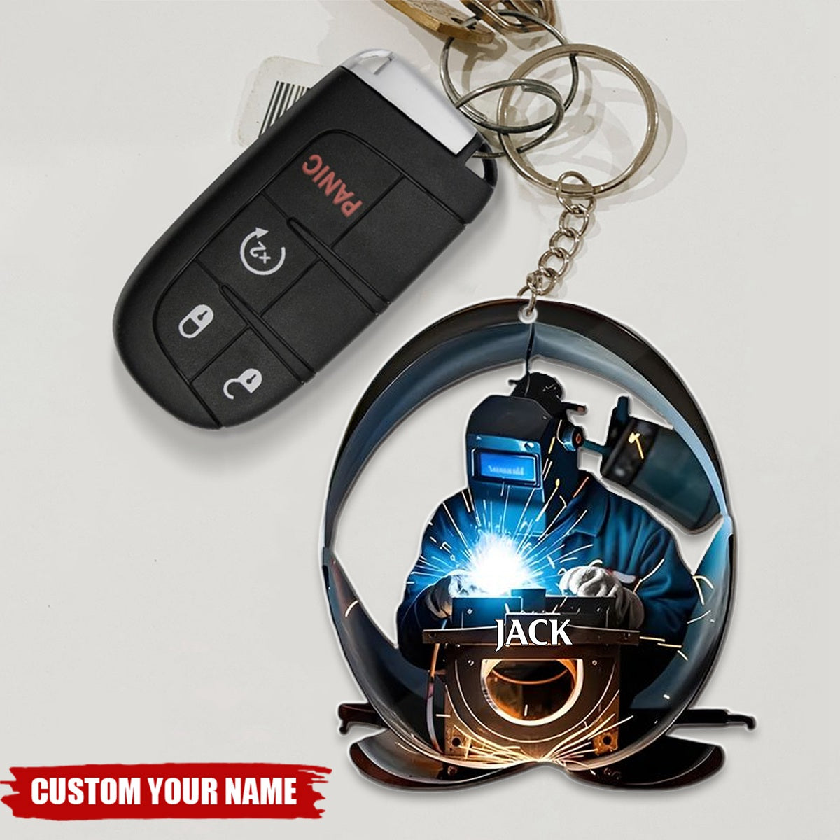 Crafted Sparks Personalized Name Welding Shaped Keychain
