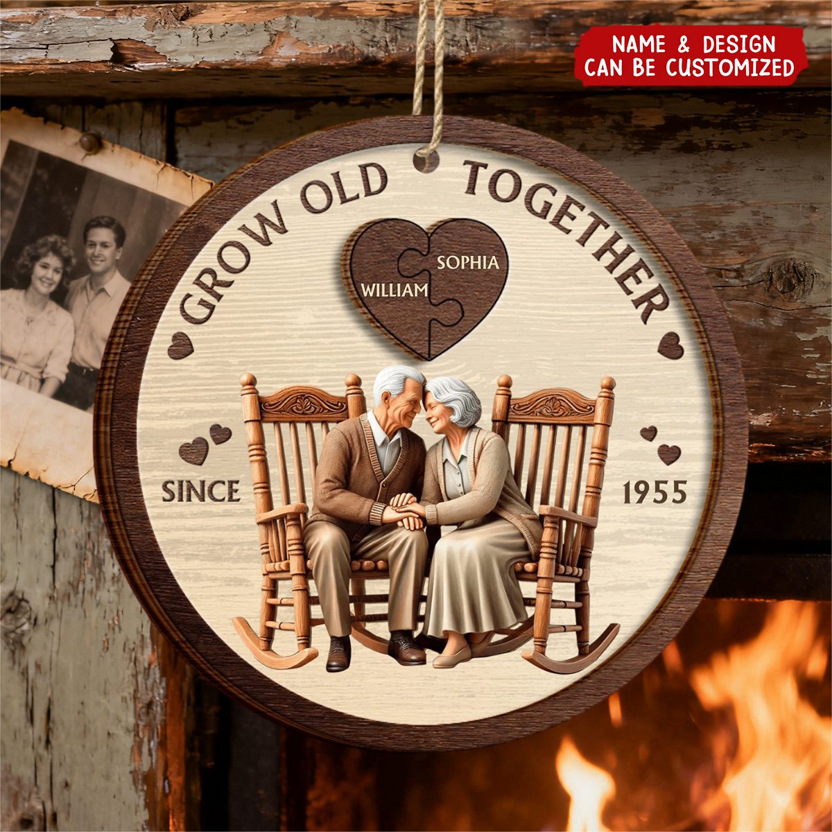 You And Me Grow Old Together - Personalized 2-Layered Wooden Ornament