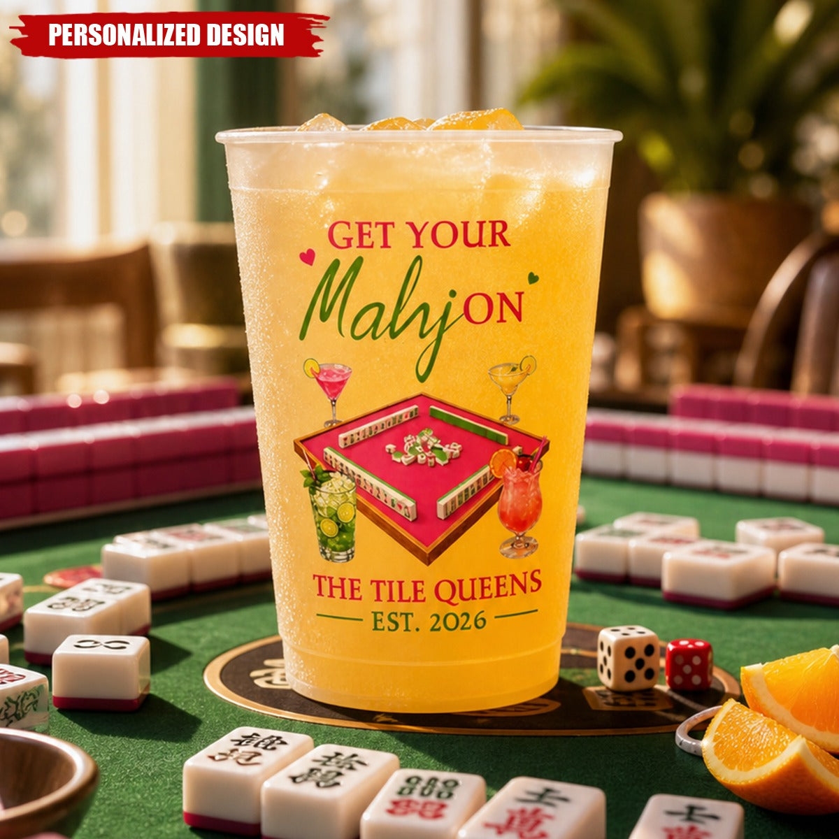 Mahjong Girls Night Frosted Party Cups - Mahjong Ladies Night Party Favors