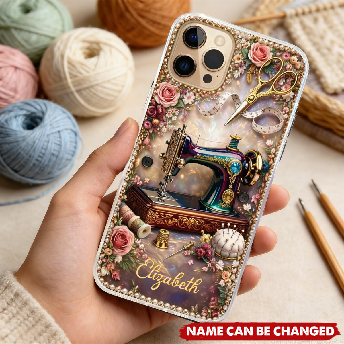 Vintage Sewing Machine Floral - Personalized Full Print Phone Case