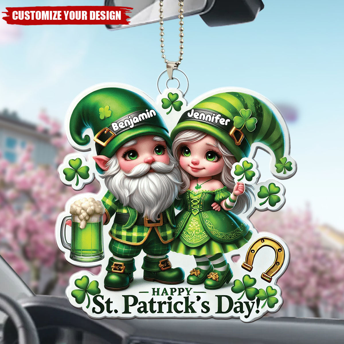 Happy Couple Patrick's Day - Personalized Acrylic Car Ornament