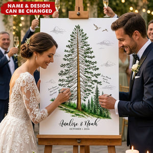 Custom Guest Book Sign Alternative Rustic Pine Tree - Personalized Poster