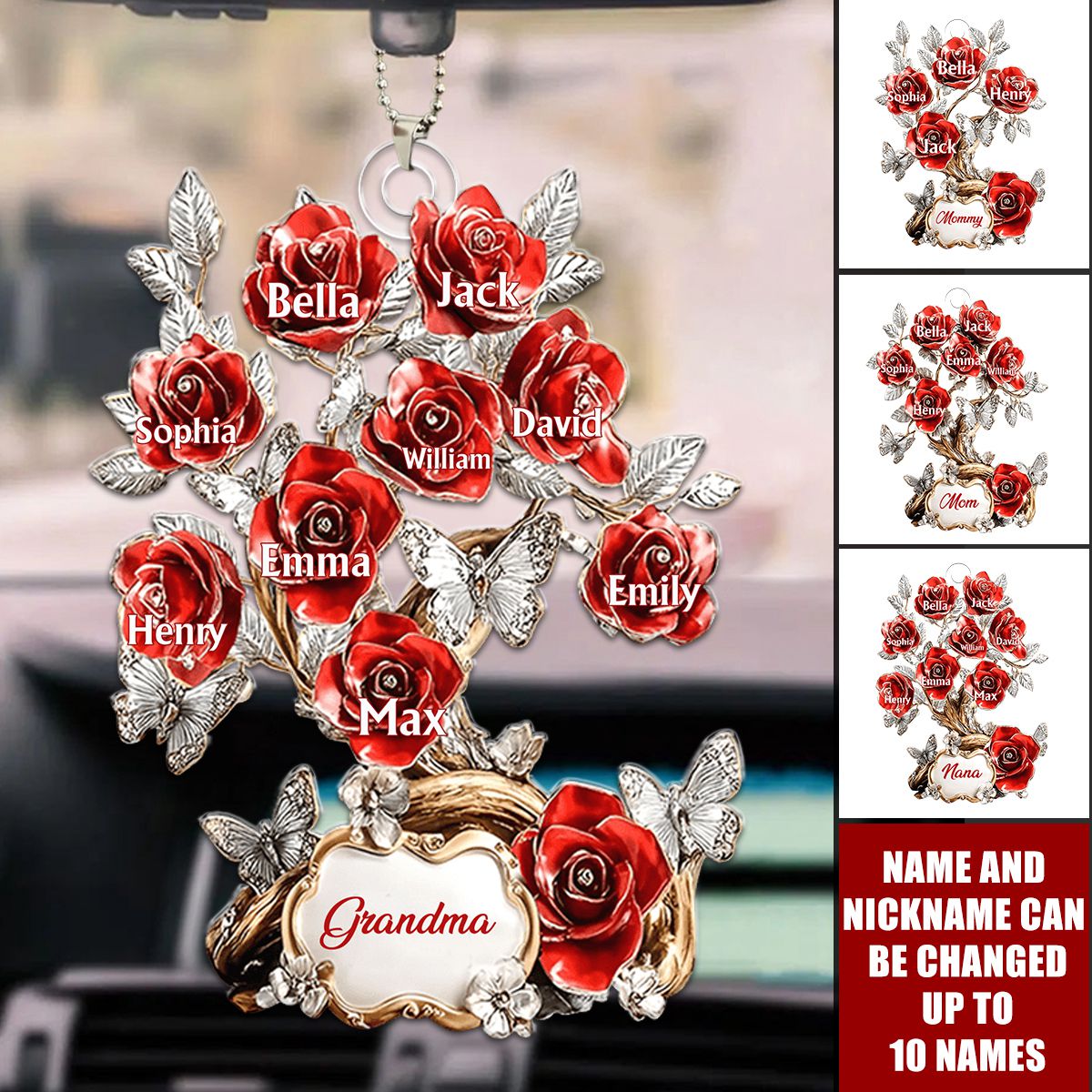 Flowers For Mom Grandma - Personalized Ornament