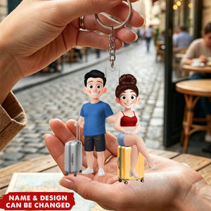 The Adventures Of Travel Lovers - Personalized Acrylic Keychain - Gift For Travelers