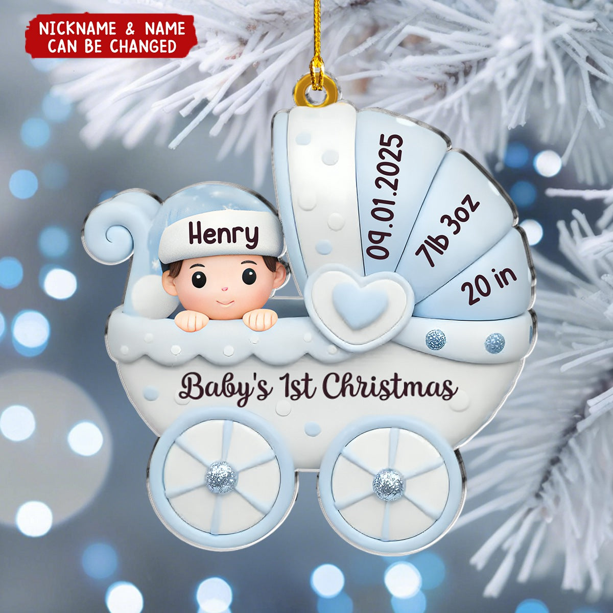 Custom Acrylic Ornament - Personalized Christmas Baby Shower