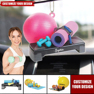 Personalized Workout Car Ornament, Gym Car Ornament, Fitness Ornament