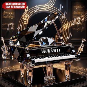 Personalized Piano Music Crystal Effect Acrylic Block Plaque, Unique Gift For Pianist