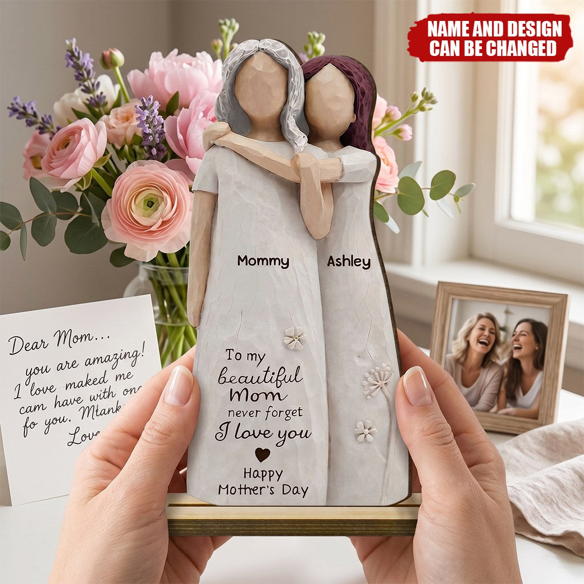 Mom Never Forget I Love You - Personalized 2-Layered Wooden Plaque, Mother's Day Gift For Mom